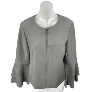 NEW Banana Republic Gray Bell Long Sleeve Zip Up Blazer Coat Jacket Size 10